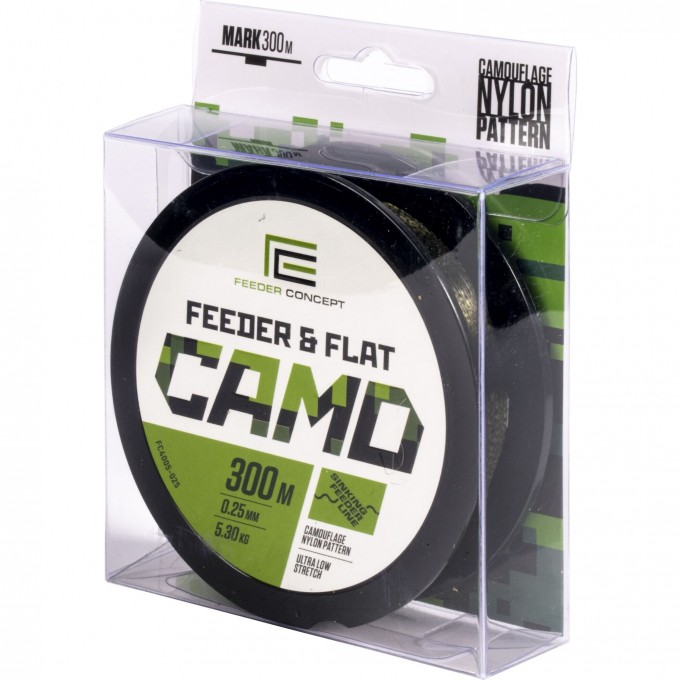 Леска монофильная FEEDER CONCEPT FEEDER & FLAT CAMO 300/025 FC4005-025 Леска монофильная FEEDER CONCEPT FEEDER & FLAT CAMO 300/025 FC4005-025