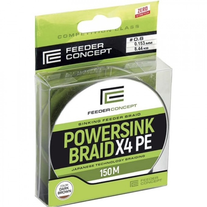 Леска плетёная FEEDER CONCEPT Powersink Dark Brown 150 м, 0.15 мм FC4909-015 Леска плетёная FEEDER CONCEPT Powersink Dark Brown 150 м, 0.15 мм FC4909-015