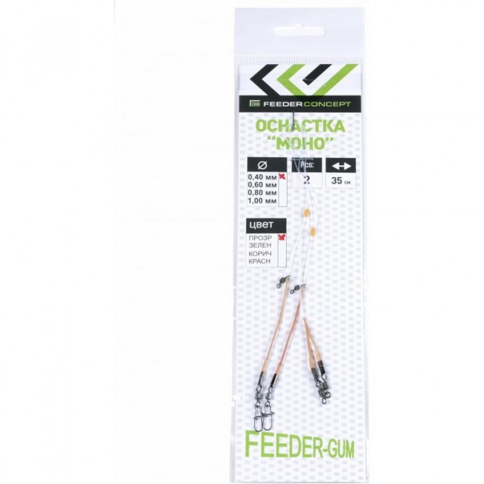 Оснастка фидерная FEEDER CONCEPT FEEDER-GUM прозрачная нить 40см 60г 2шт. FG-40-060NT Оснастка фидерная FEEDER CONCEPT FEEDER-GUM прозрачная нить 40см 60г 2шт. FG-40-060NT