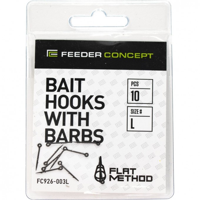 Шипы для бойлов/приманок FEEDER CONCEPT FLAT METHOD BAIT HOOKS WITH BARBS р,001S 10шт. FC926-001S Шипы для бойлов/приманок FEEDER CONCEPT FLAT METHOD BAIT HOOKS WITH BARBS р,001S 10шт. FC926-001S