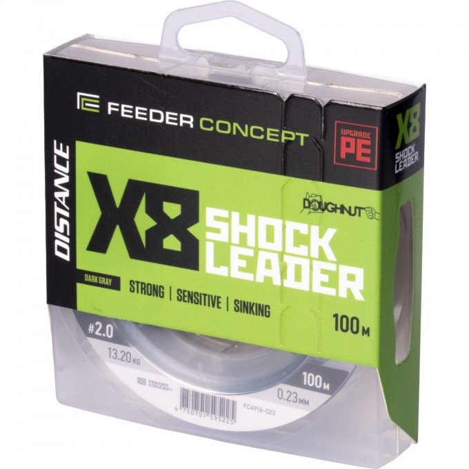 Шок-лидер плетёный FEEDER CONCEPT DISTANCE Х8 SHOCK LEADER DARK GRAY 100/023 FC4916-023 Шок-лидер плетёный FEEDER CONCEPT DISTANCE Х8 SHOCK LEADER DARK GRAY 100/023 FC4916-023